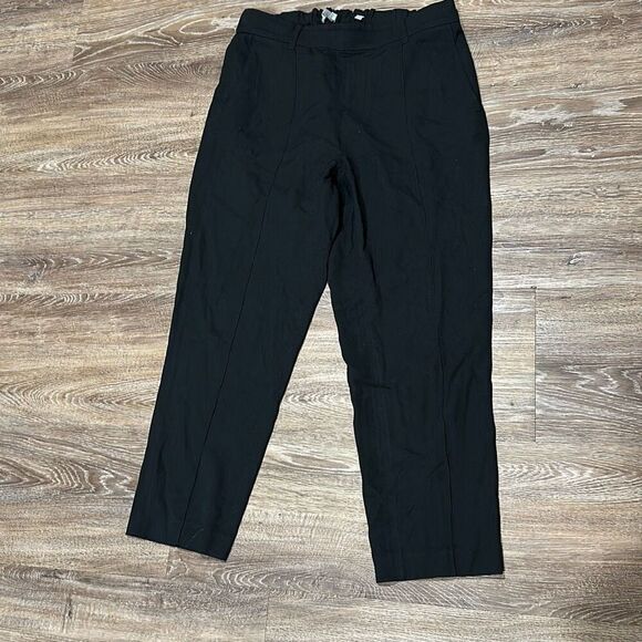 Vince seam stitch front pull on black pants cropped business casual L - Picture 1 of 11